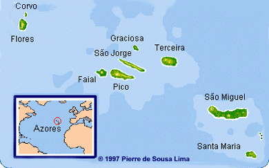 Map of the Azores Islands